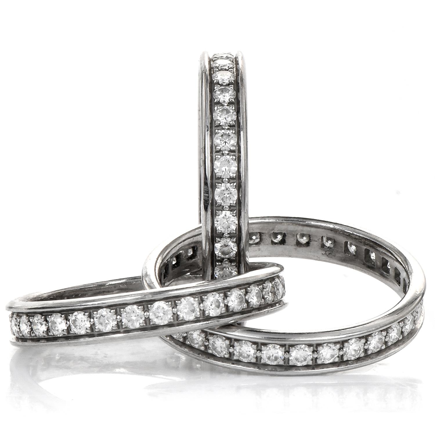 Cartier Diamant 18 Karat Weißgold Klassischer Trinity-Ring, Rolling Ring, Größe 50 im Zustand „Hervorragend“ im Angebot in Miami, FL