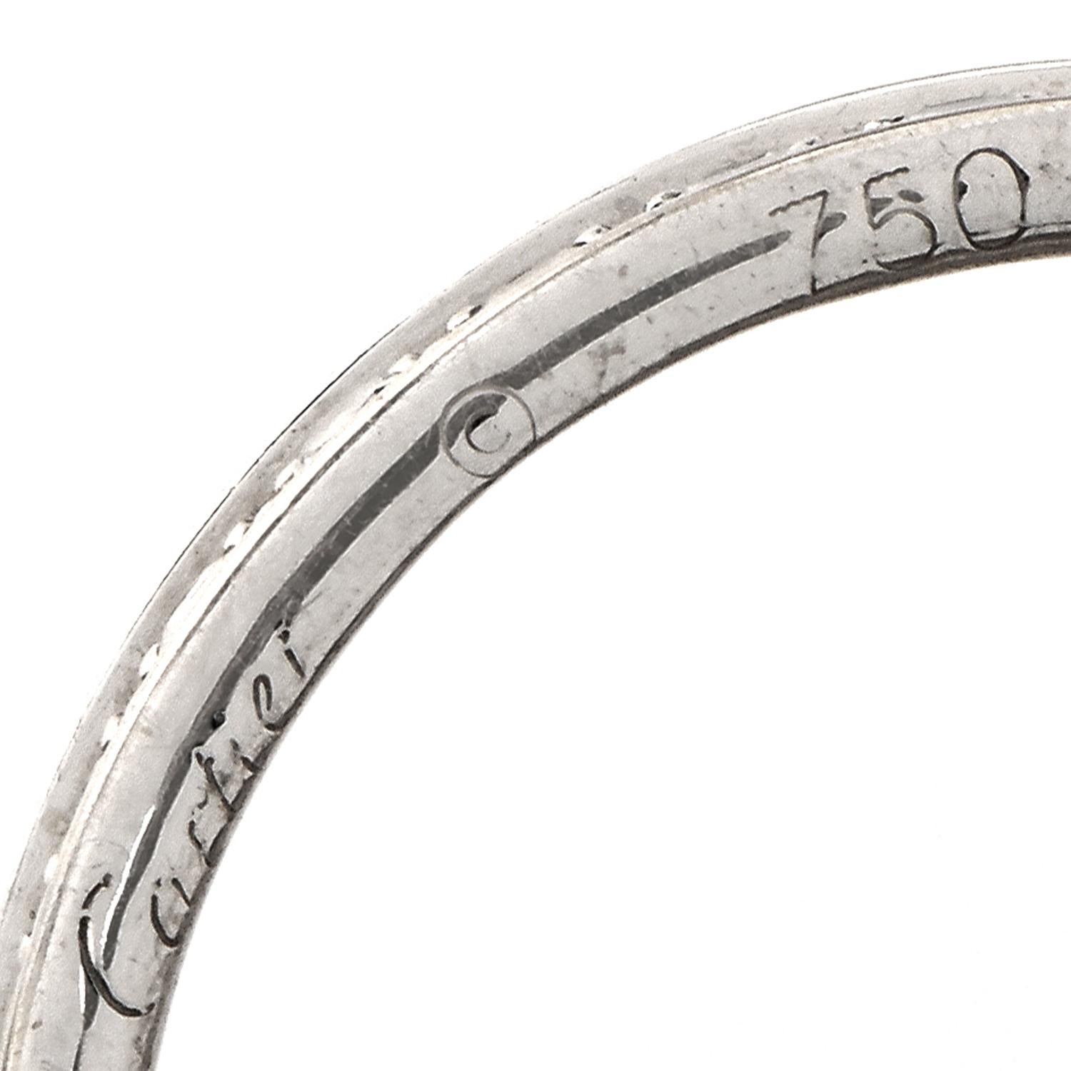 Taglio rotondo Estate Cartier Diamond 18k White Gold Classic Trinity Band Anello Rotante in vendita