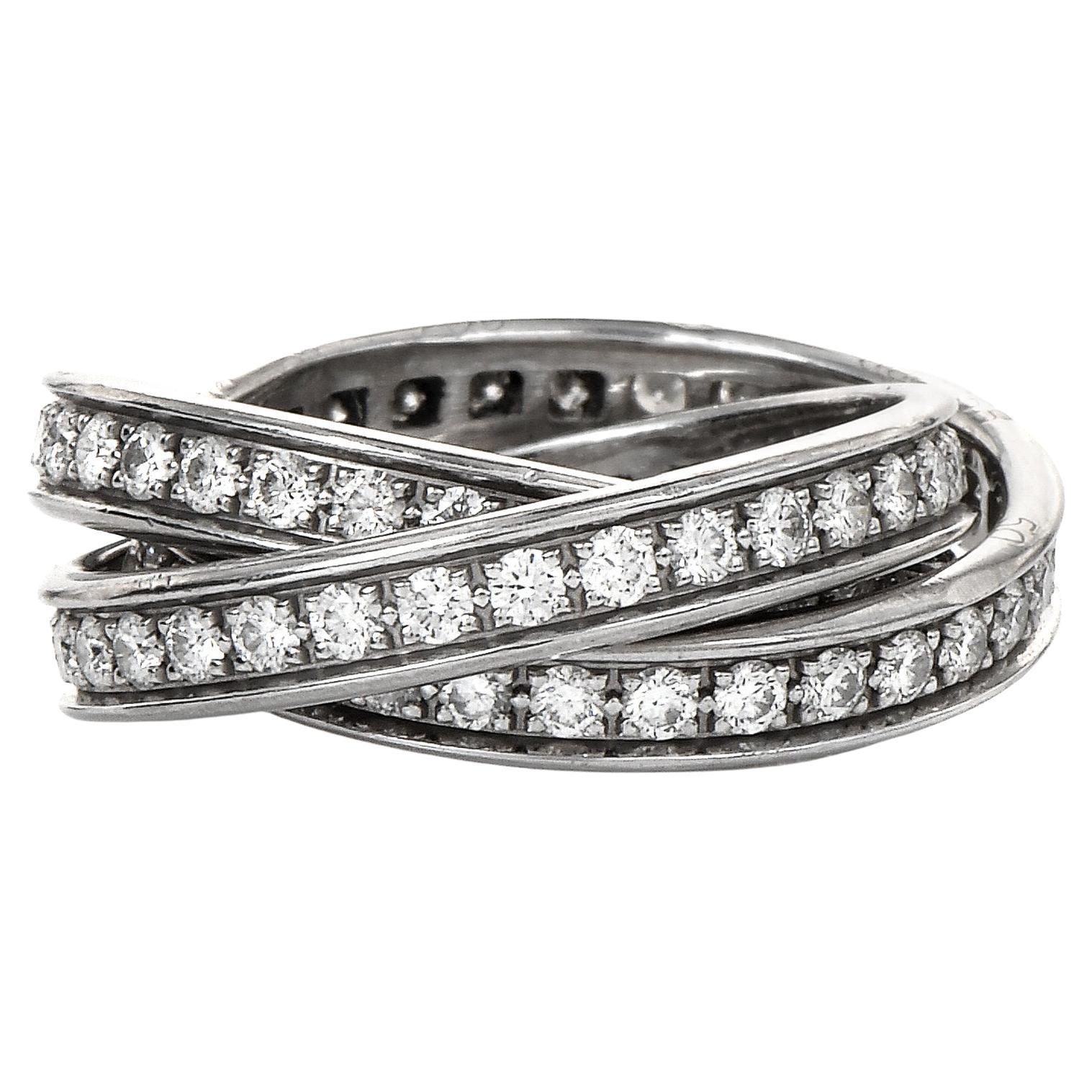 Cartier Diamant 18 Karat Weißgold Klassischer Trinity-Ring, Rolling Ring, Größe 50 im Angebot
