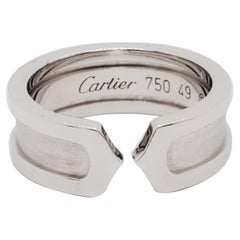Estate Cartier Double C 18k Weißgold Band Ring