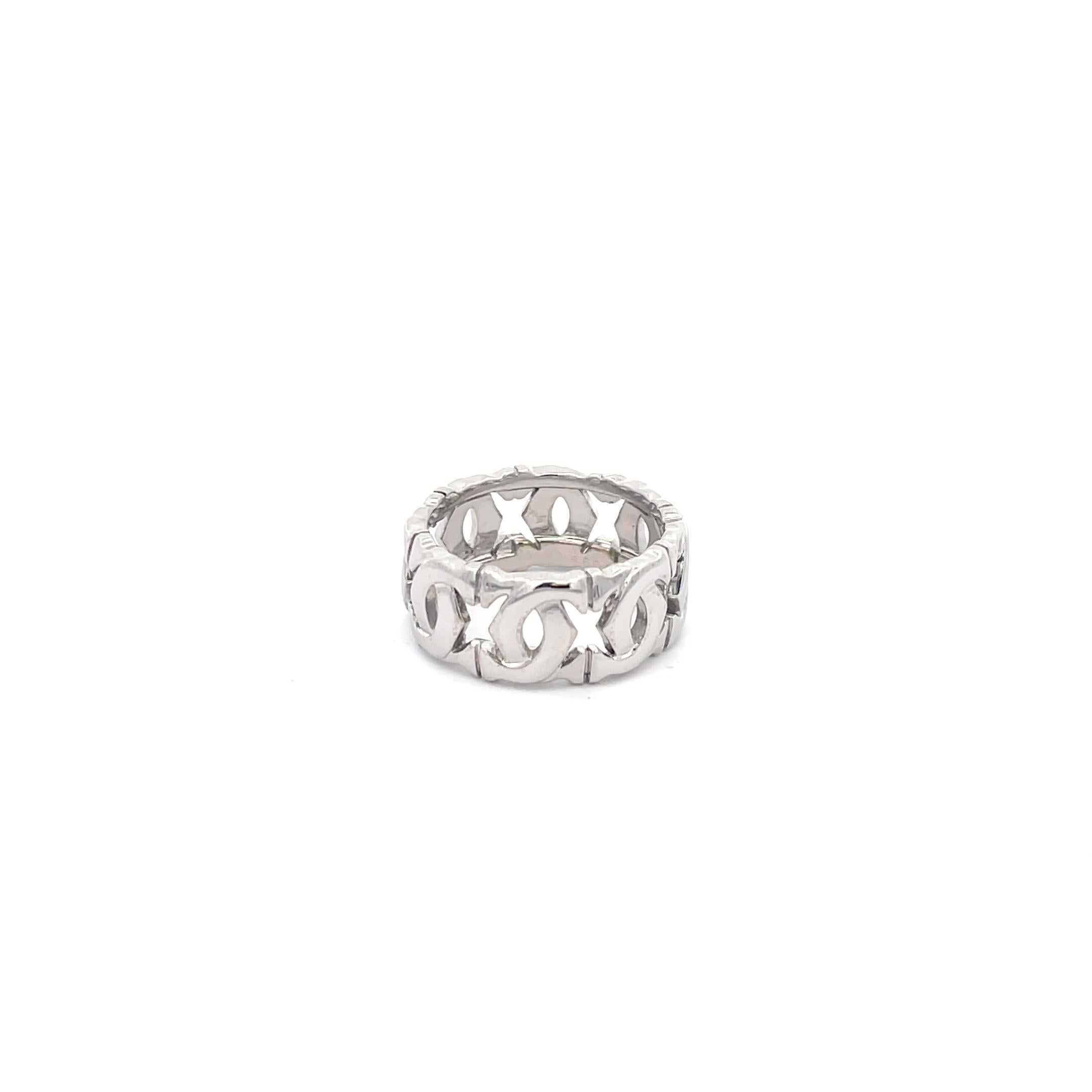 Estate Cartier Entrelaces Ring 18K White Gold In Excellent Condition For Sale In Dallas, TX