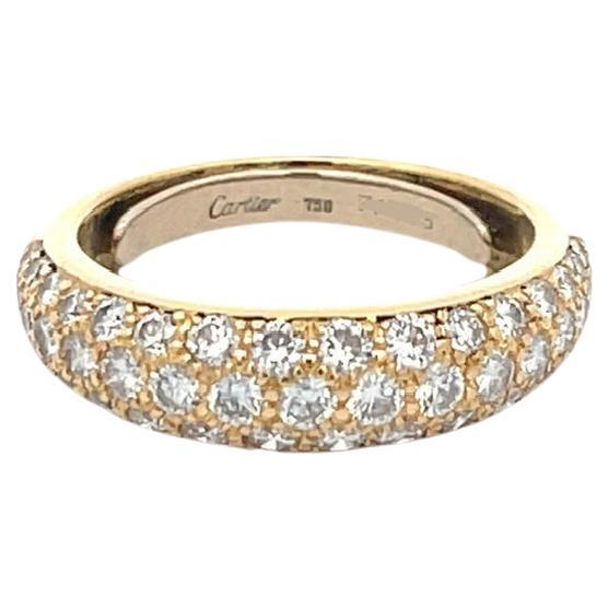 Estate Cartier Pave Diamond Band 18k Yellow Gold For Sale