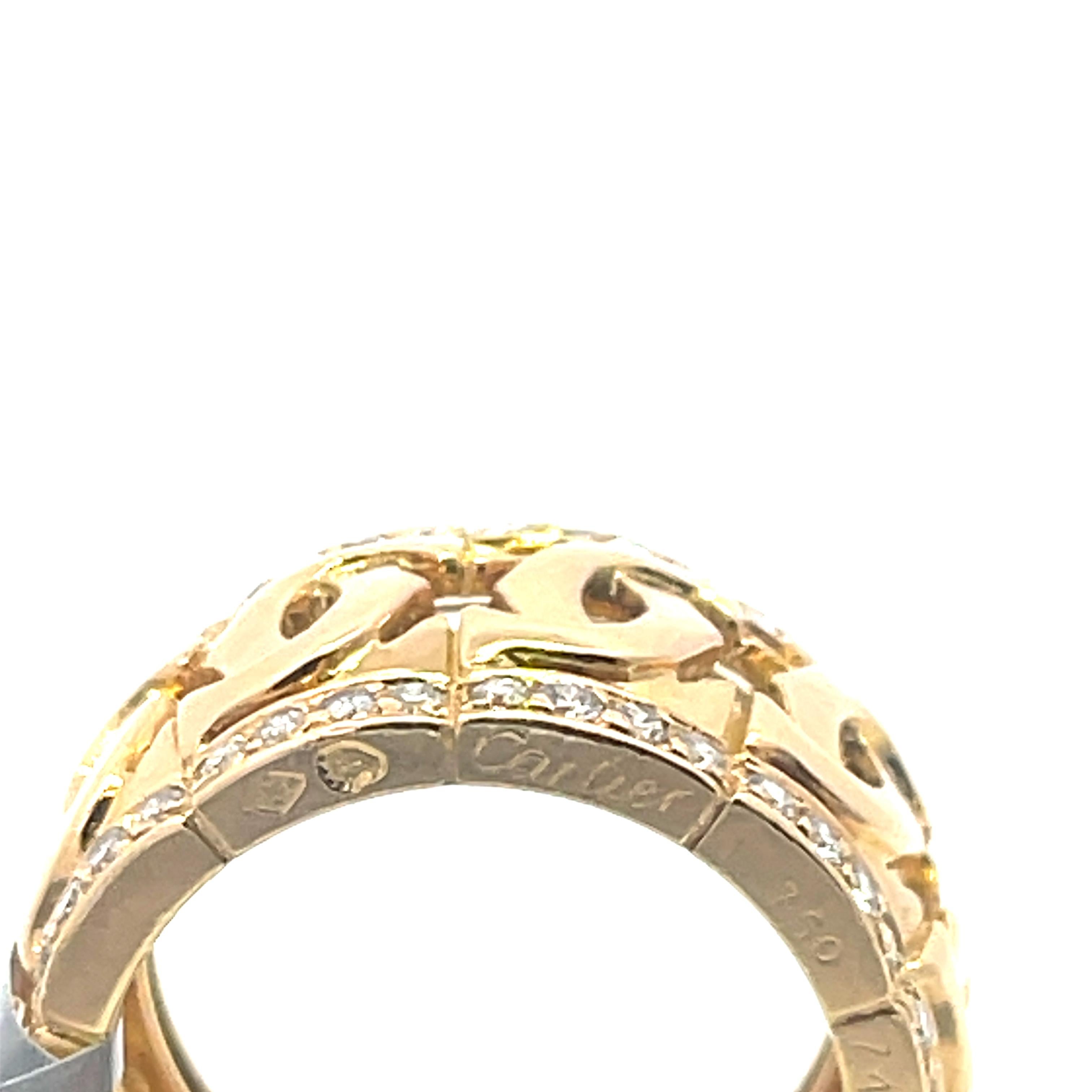 Estate Cartier Signature C Diamond Ring 18K Yellow Gold In Excellent Condition For Sale In Dallas, TX