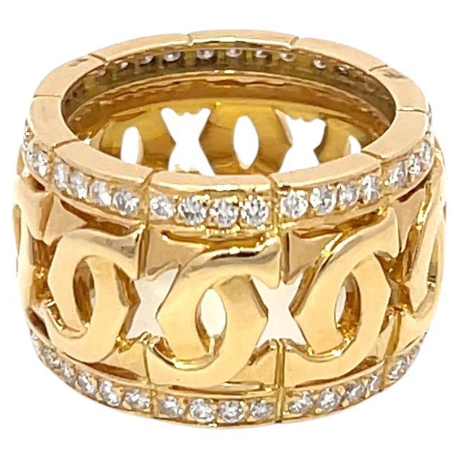 Estate Cartier Signature C Diamond Ring 18K Yellow Gold For Sale