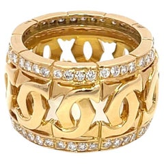 Vintage Estate Cartier Signature C Diamond Ring 18K Yellow Gold