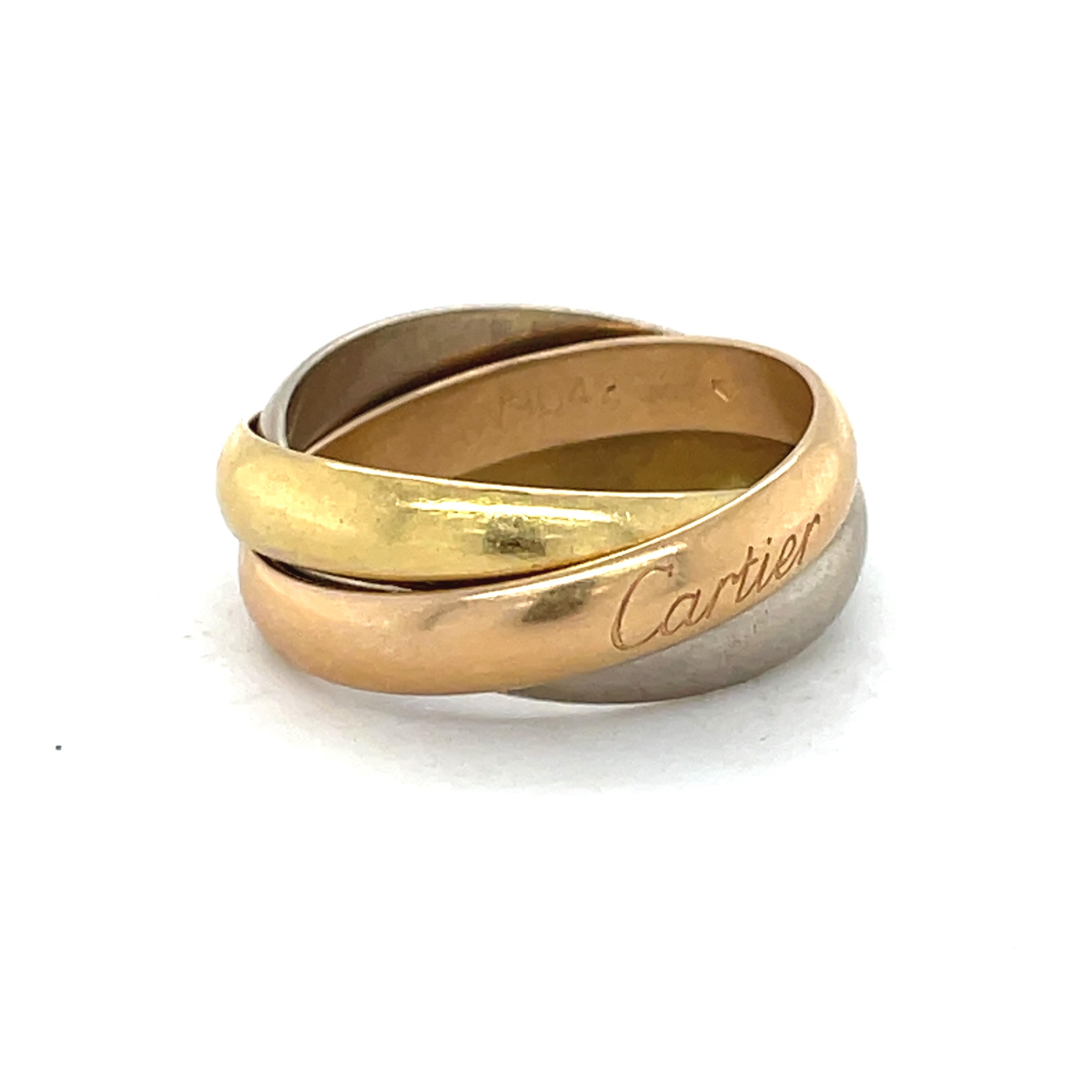 Women's Estate Cartier Trinity Ring, 18K White, Yellow & Rose Gold, Trinity cartier ring For Sale