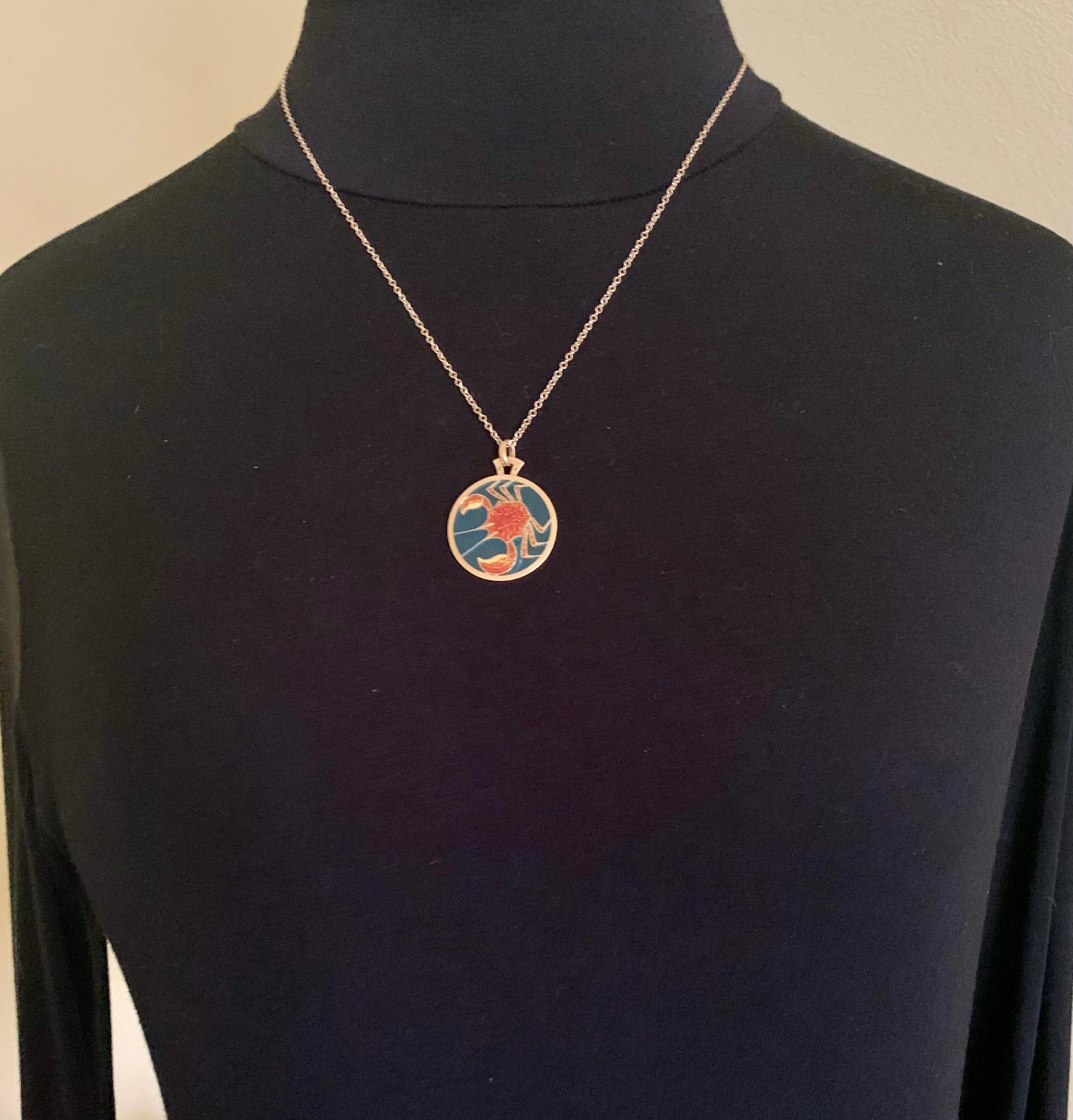 Estate Cartier Zodiac Plique-a-Jour, Polychrome Enamel 18K Yellow Gold Pendant For Sale 4