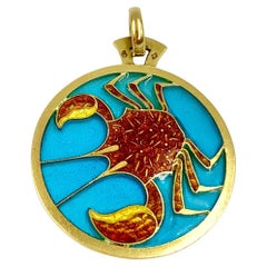 Colgante Estate Cartier Zodiac Plique-a-Jour, Esmalte Policromo Oro Amarillo 18K