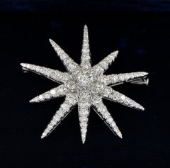Estate Celestial Star 3.75 Ct Round Brilliant G VVS Platinum brooch