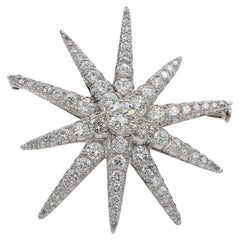 Estate Celestial Star 3.75 Ct Round Brilliant G VVS Platinum brooch