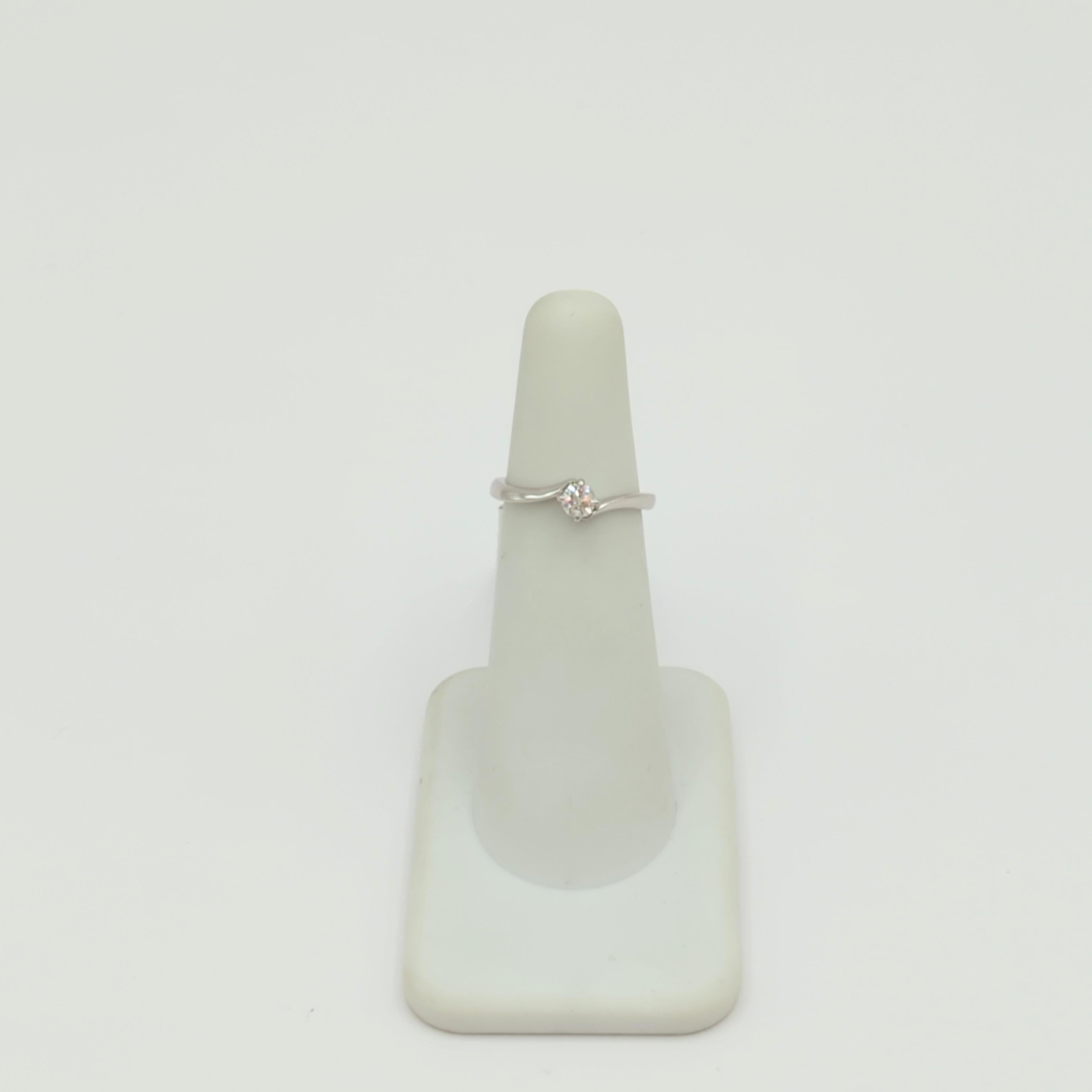 Estate Celine White Diamond Solitaire Ring in Platinum  For Sale 1