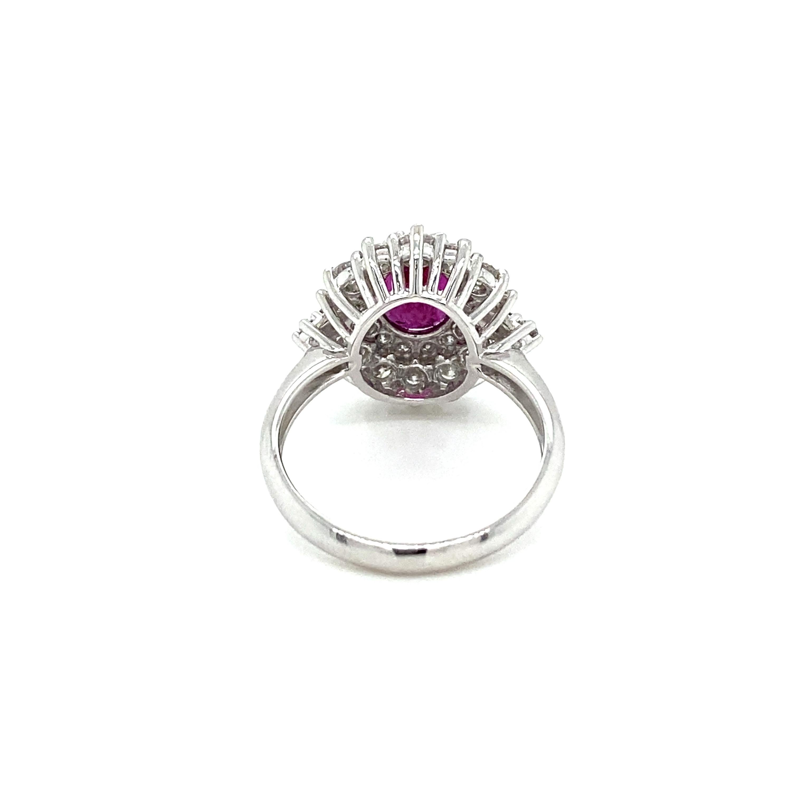 Estate Certified 1.94 Carat Ruby Diamond Cluster Ring For Sale 6