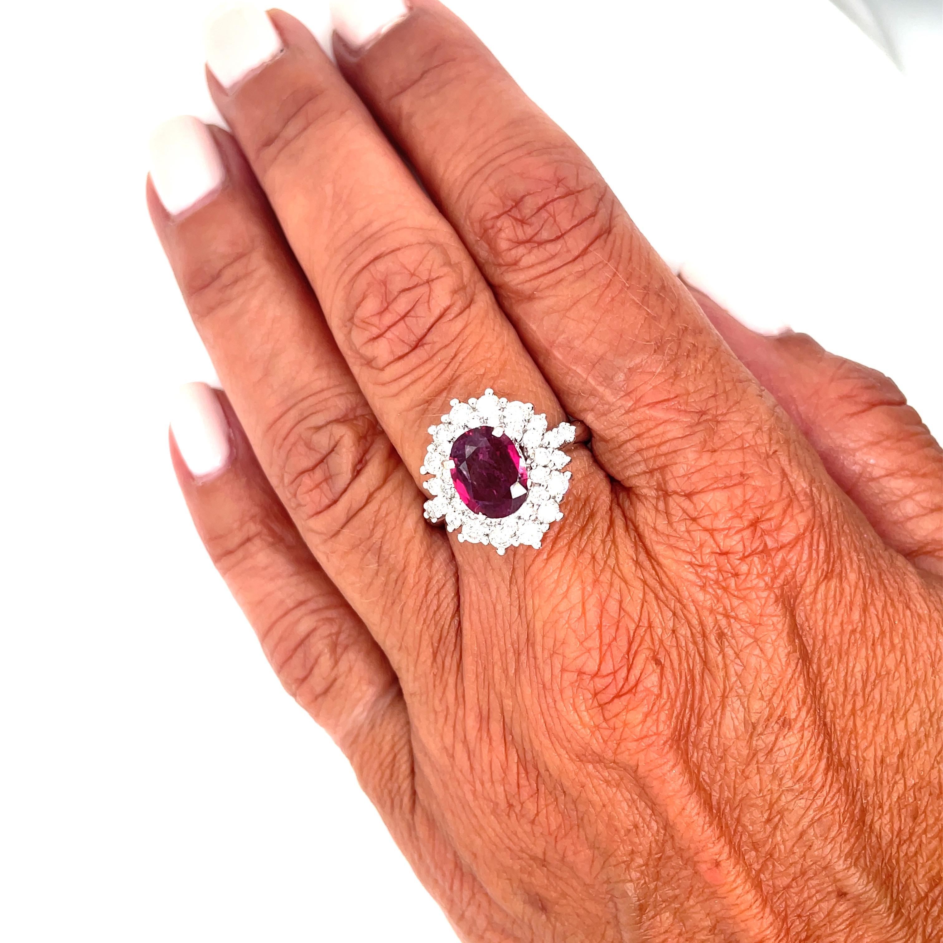 Estate Certified 1.94 Carat Ruby Diamond Cluster Ring For Sale 10