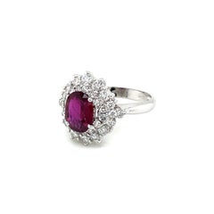 Estate Certified 1.94 Carat Ruby Diamond Cluster Ring