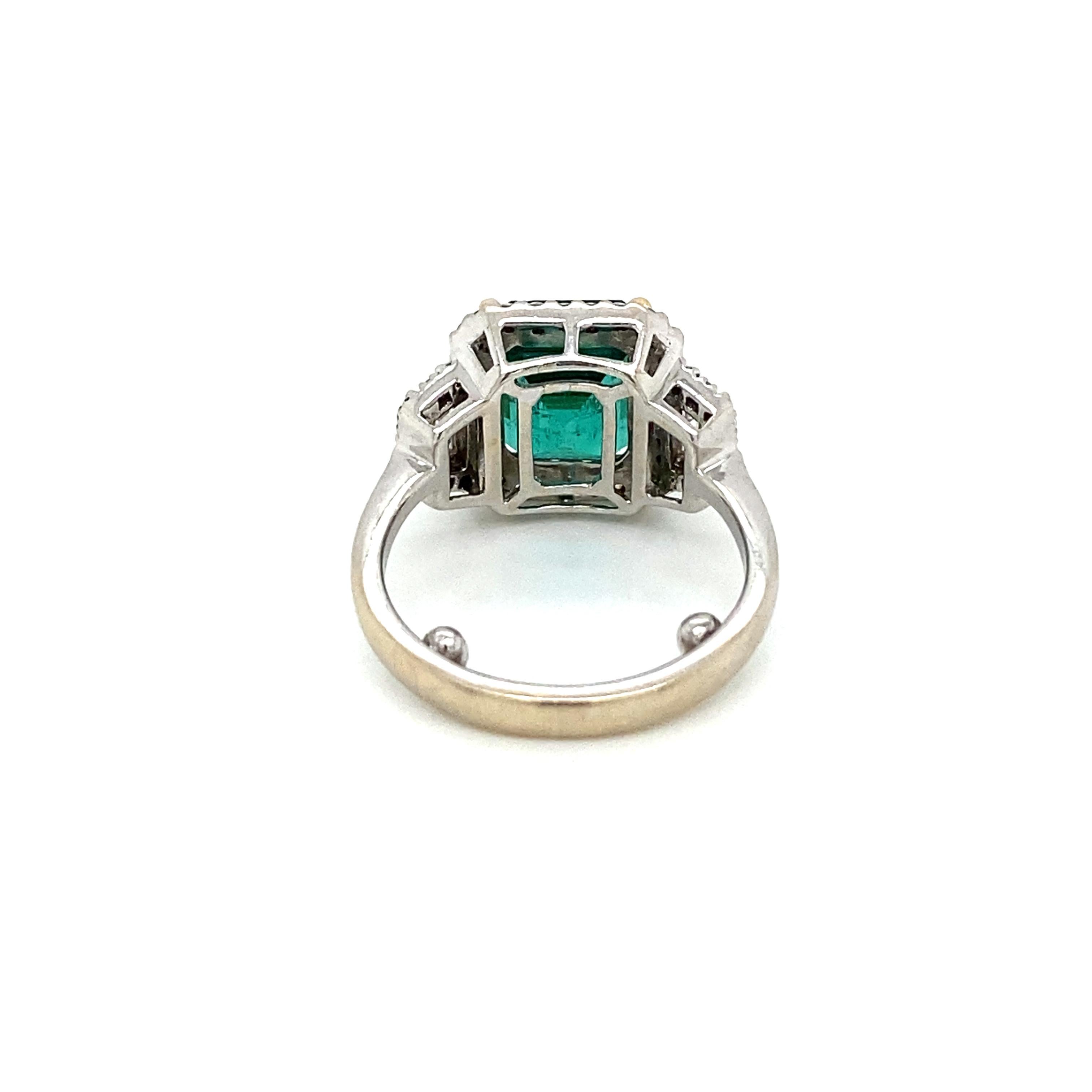 Zertifizierter 3,34 Karat natürlicher Smaragd-Diamant-Ring 4