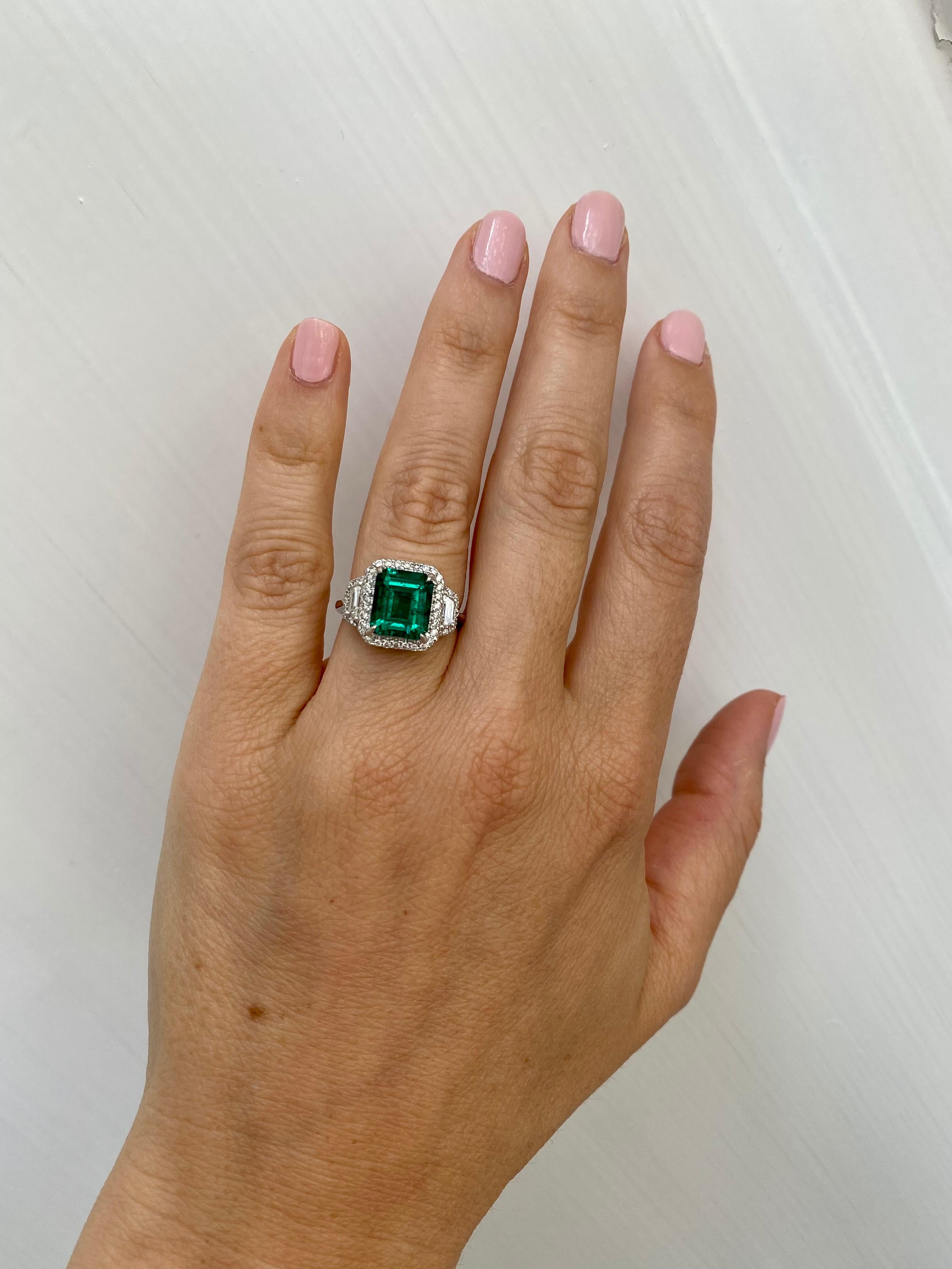 Zertifizierter 3,34 Karat natürlicher Smaragd-Diamant-Ring 10