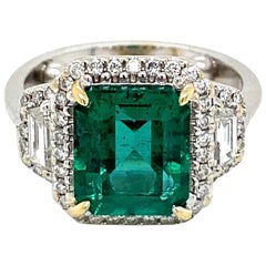 Zertifizierter 3,34 Karat natürlicher Smaragd-Diamant-Ring