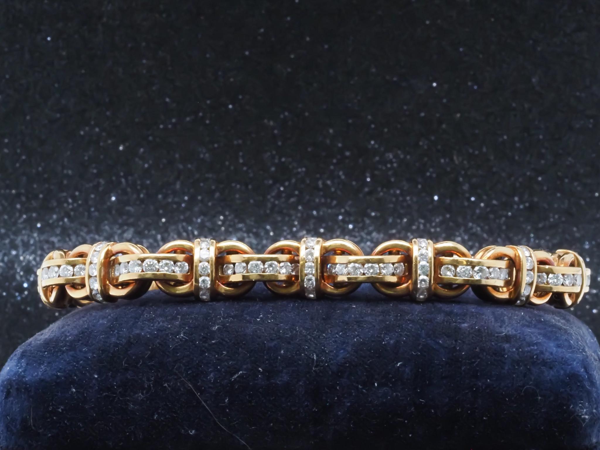 Taglio brillante Bracciale di proprietà Charles Krypell in oro giallo 18 carati con diamanti - VHK#362a