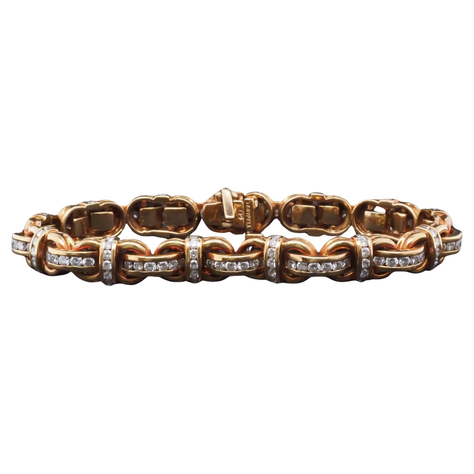Bracciale di proprietà Charles Krypell in oro giallo 18 carati con diamanti - VHK#362a in vendita