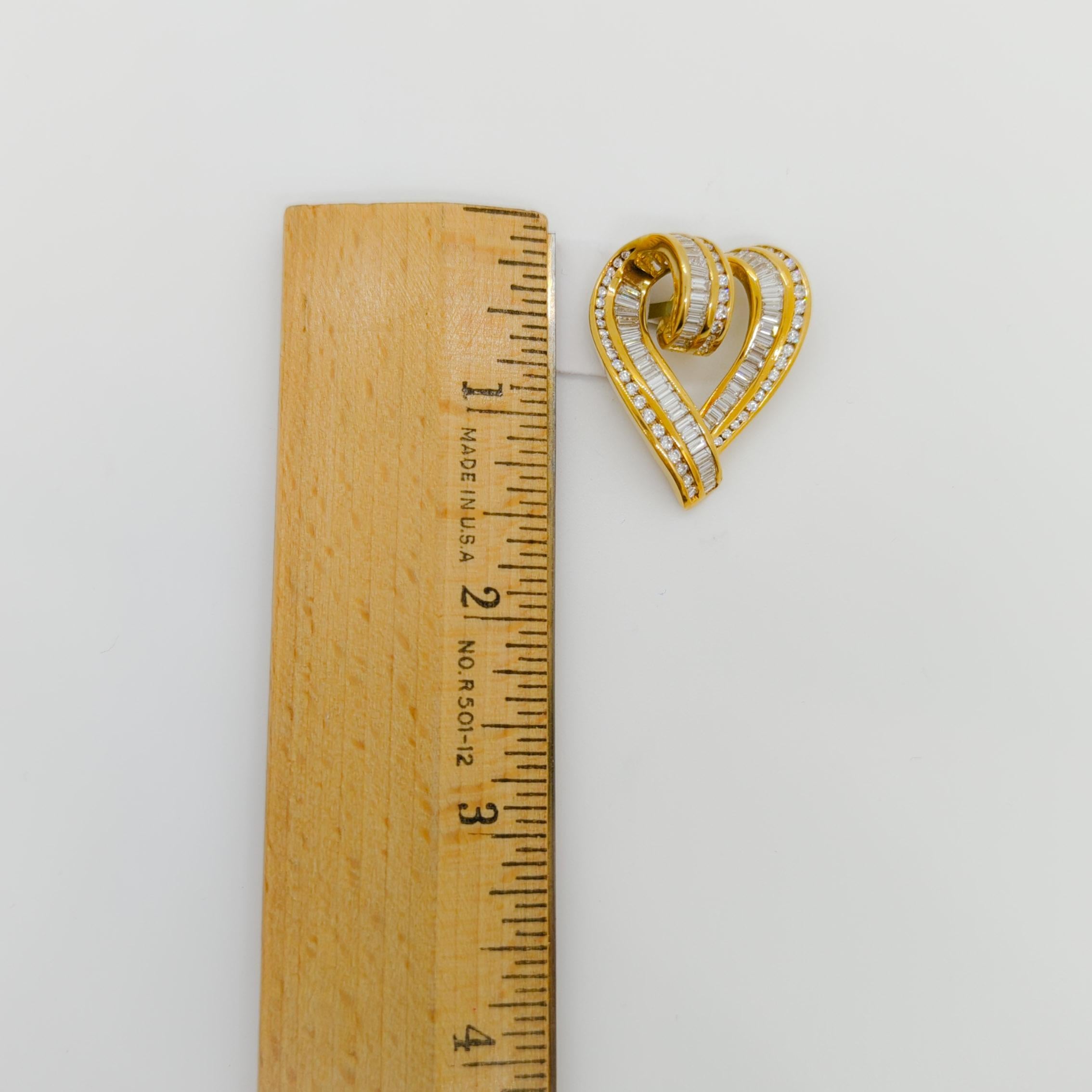 Charles Krypell Pendentif en forme de cœur avec diamants en or jaune 18 carats, ancienne propriété en vente 2