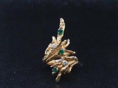 Estate CHAUMET Paris 18K Yellow Gold Emerald and Diamond Ring - VHK#990