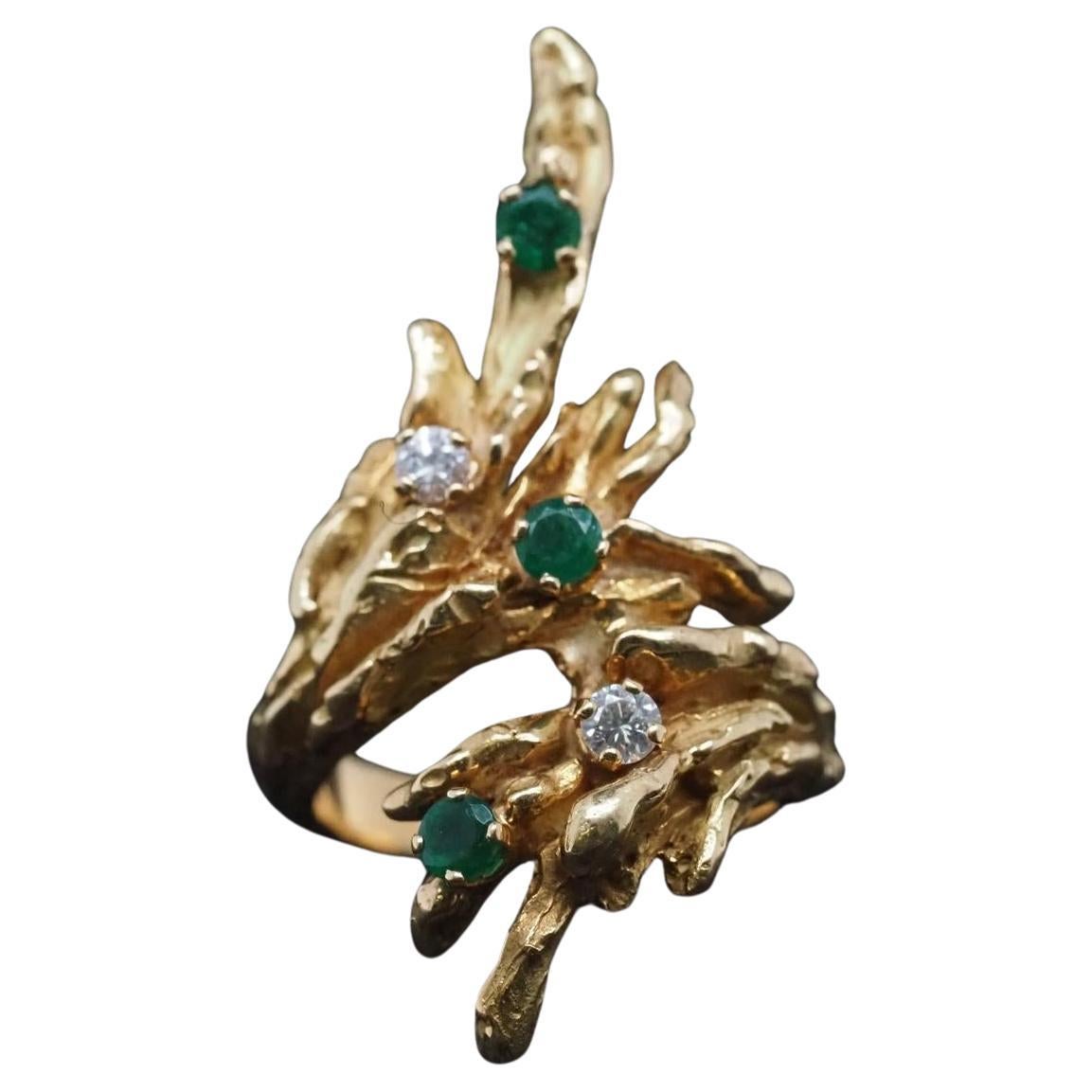 Nachlass CHAUMET Paris 18K Gelbgold Smaragd- und Diamantring - VHK#990