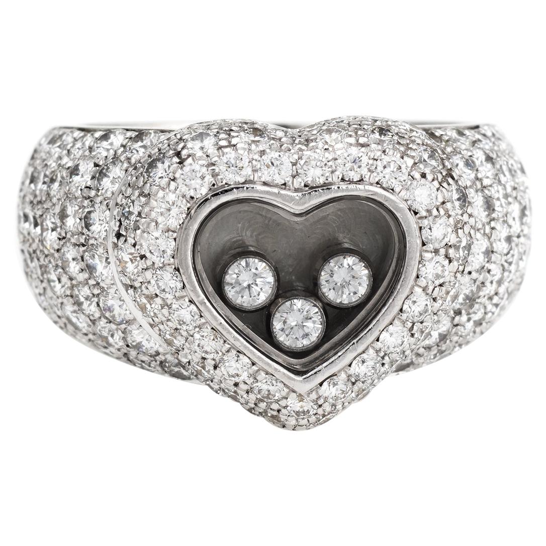 Estate Chopard Diamond Heart Ring 18 Karat White Gold Fine Jewelry Pre Owned
