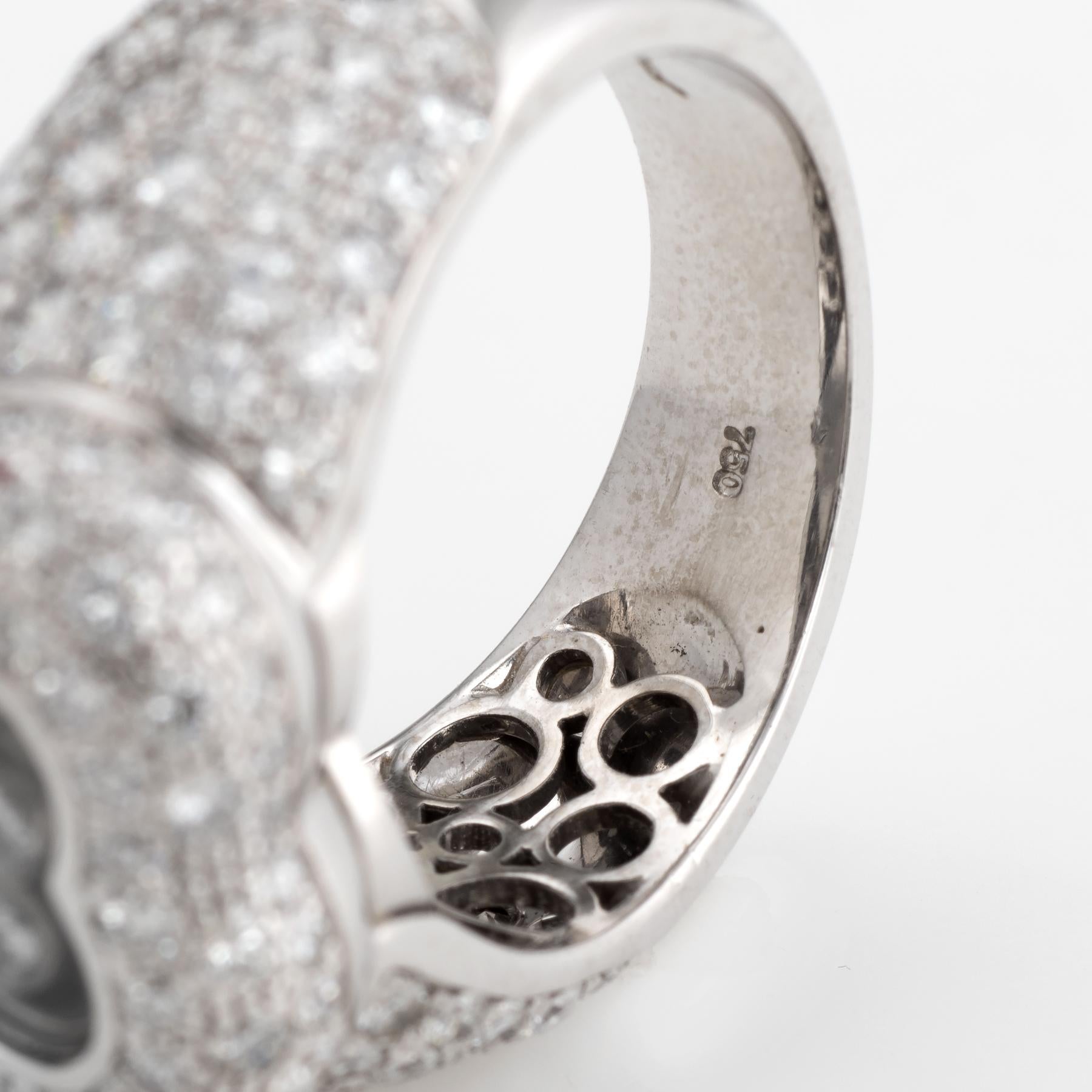 Round Cut Estate Chopard Diamond Heart Ring 18 Karat White Gold Fine Jewelry Pre Owned
