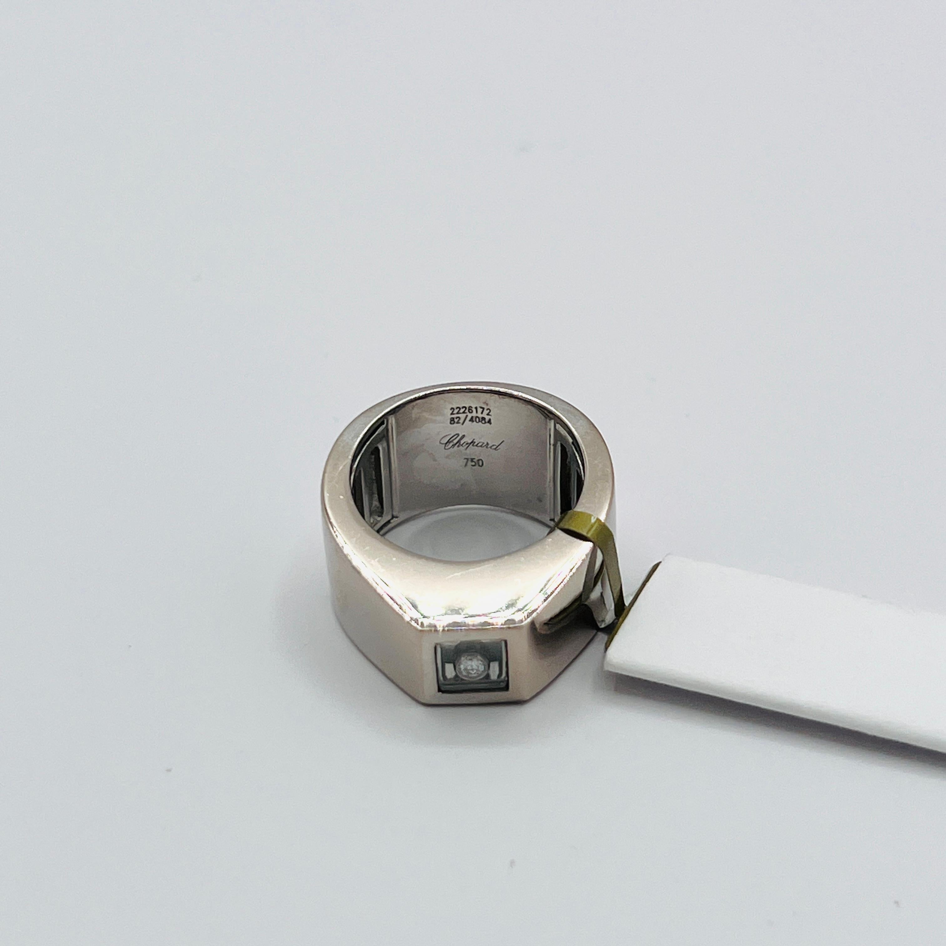 Estate Chopard Floating White Diamond Ring, Earring, and Pendant Set in 18K Gold For Sale 5