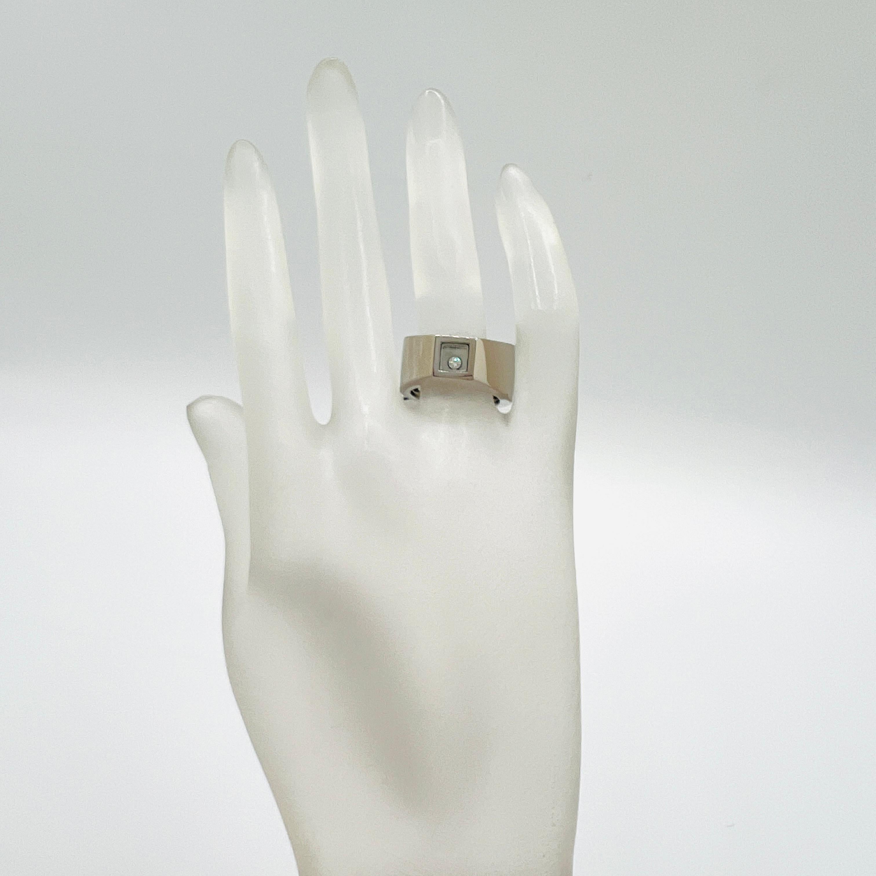 Estate Chopard Floating White Diamond Ring, Earring, and Pendant Set in 18K Gold For Sale 9