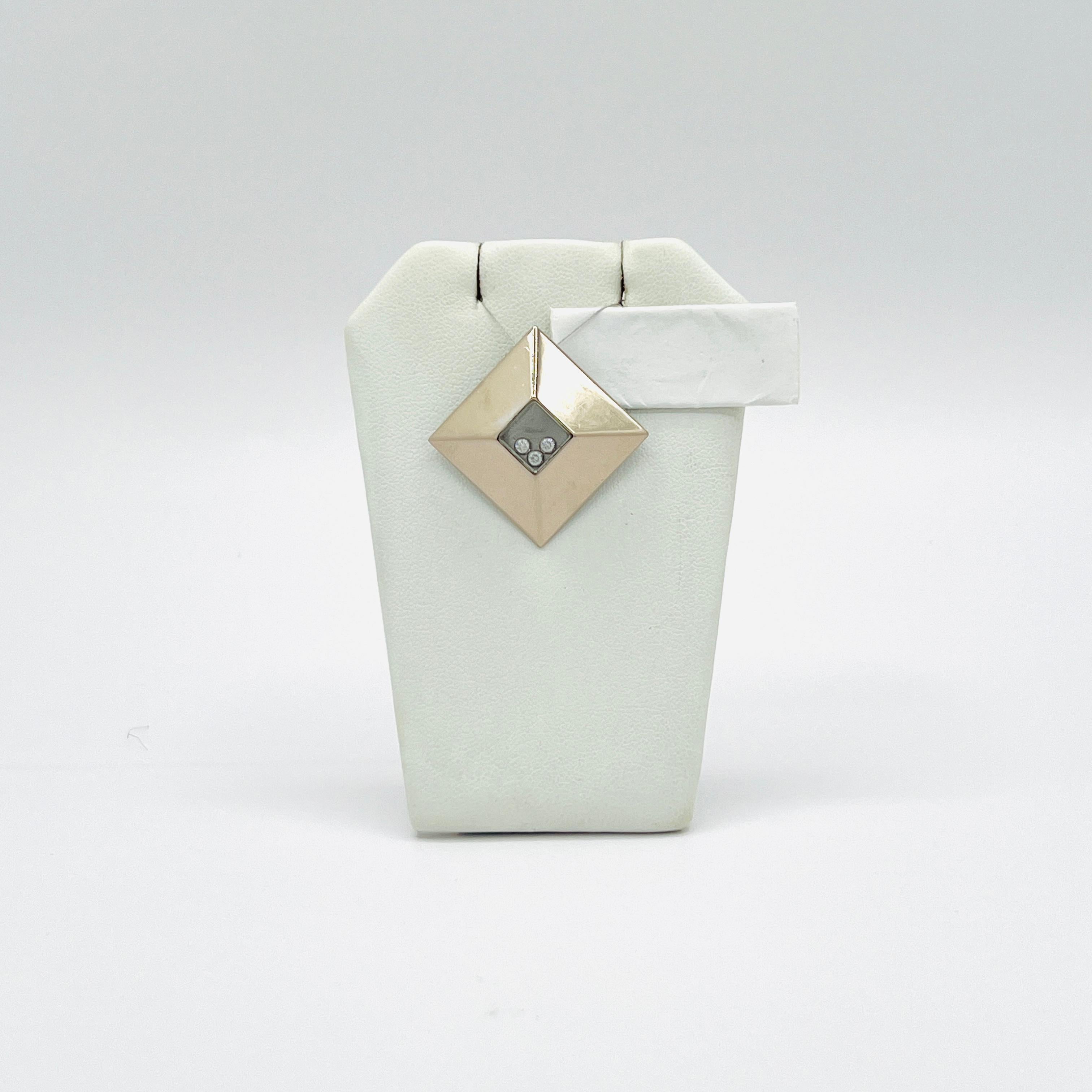 Women's or Men's Estate Chopard Floating White Diamond Ring, Earring, and Pendant Set in 18K Gold For Sale