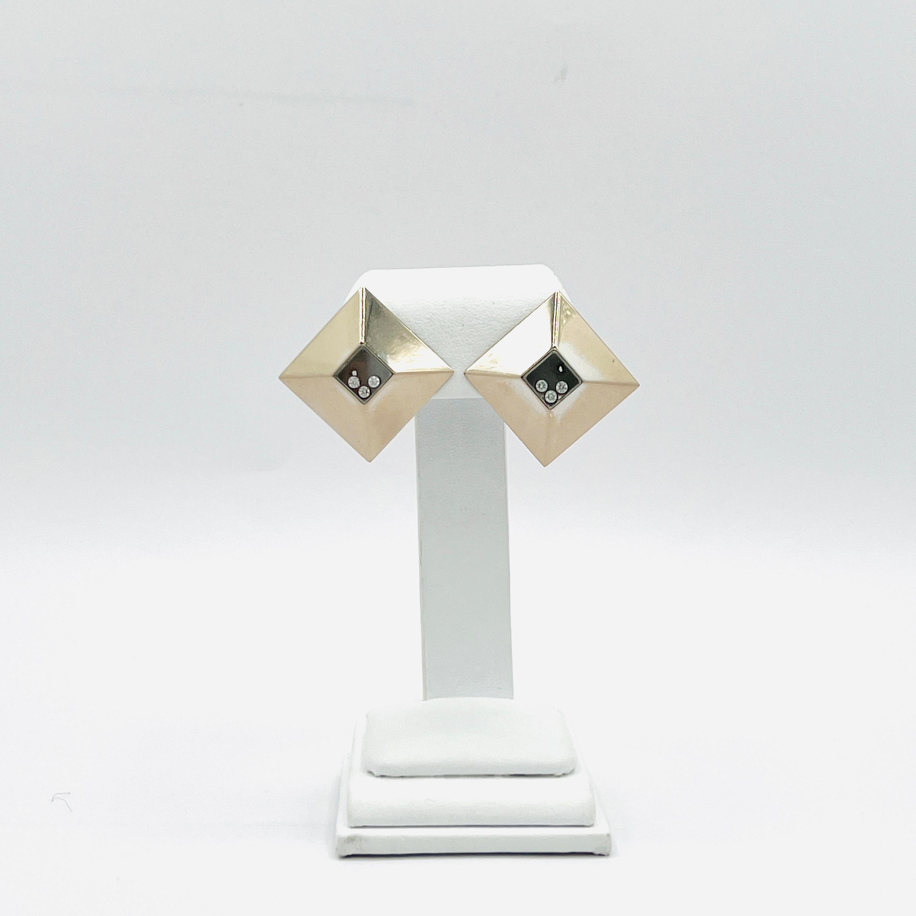 Estate Chopard Floating White Diamond Ring, Earring, and Pendant Set in 18K Gold For Sale 2