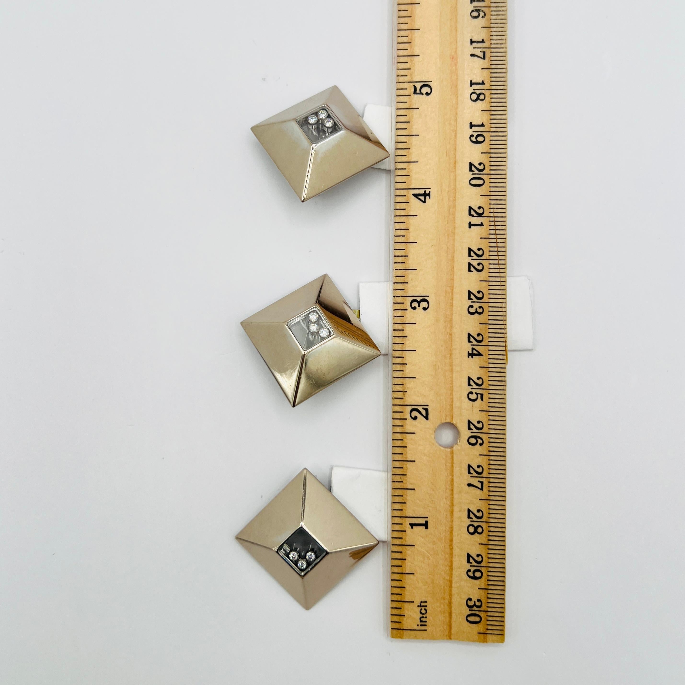 Estate Chopard Floating White Diamond Ring, Earring, and Pendant Set in 18K Gold For Sale 3