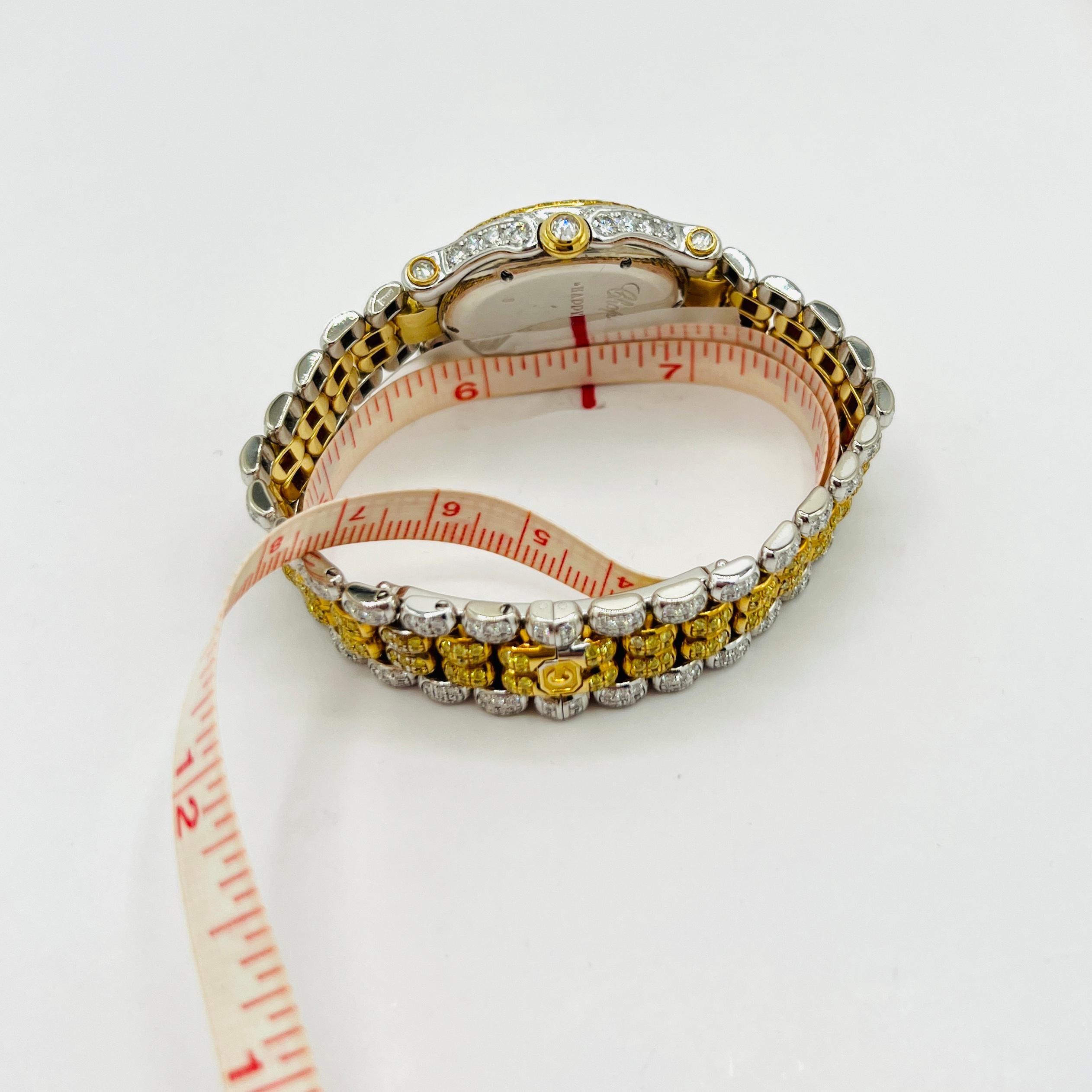 Nachlass Chopard Happy Sport Damenuhr, zweifarbige weiße und gelbe Diamanten 7