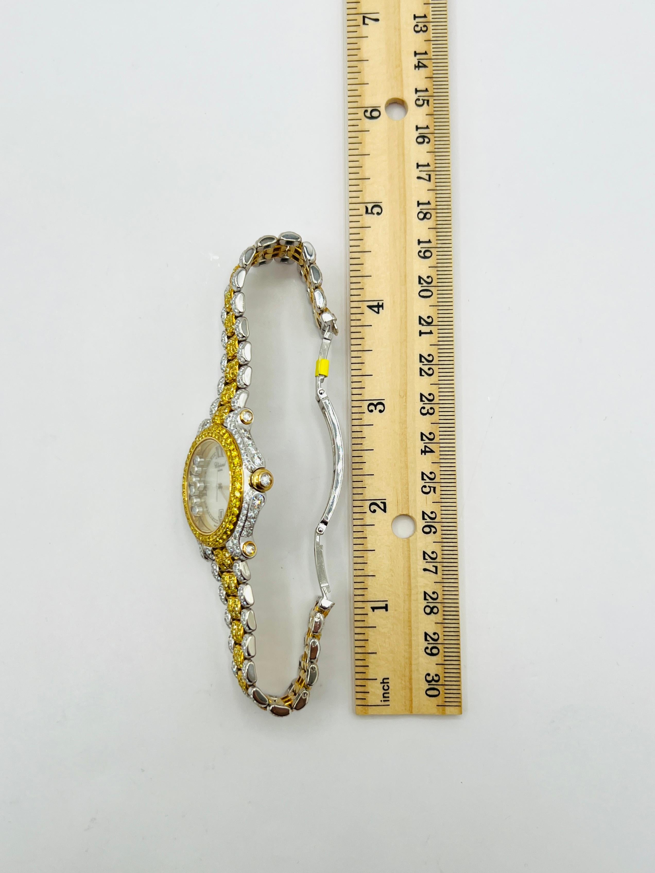 Nachlass Chopard Happy Sport Damenuhr, zweifarbige weiße und gelbe Diamanten 10