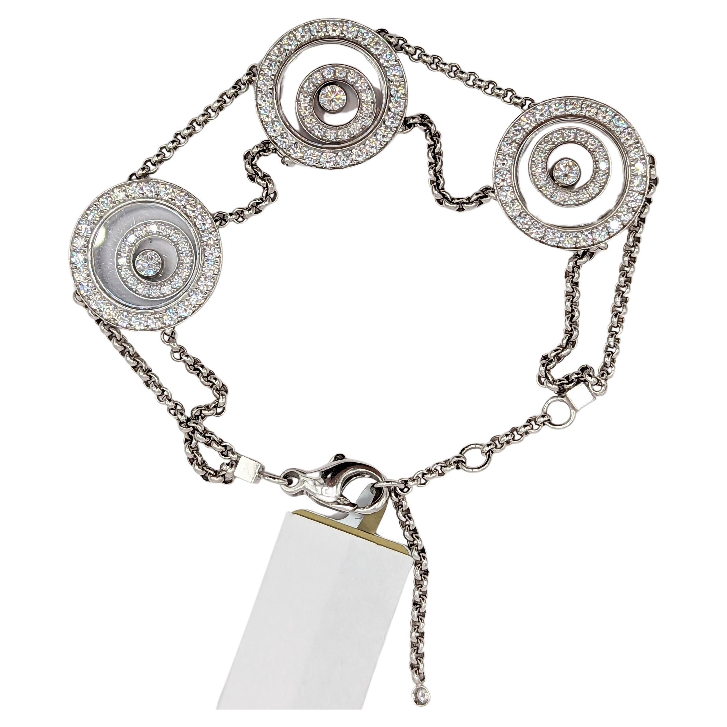Estate Chopard White Diamond Bracelet in 18K White Gold For Sale