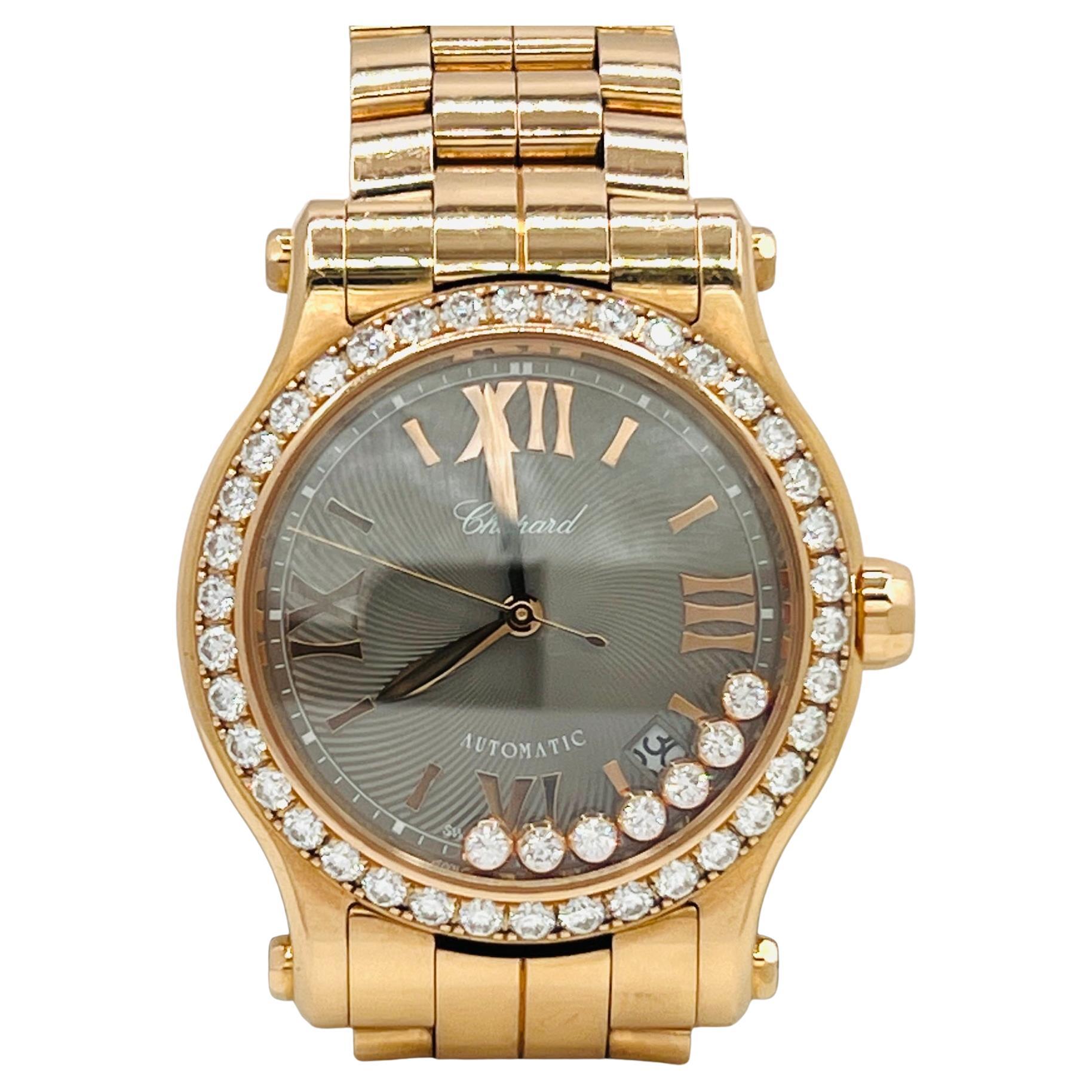 Reloj deportivo Chopard Estate White Diamond Round Happy de oro rosa de 18 quilates