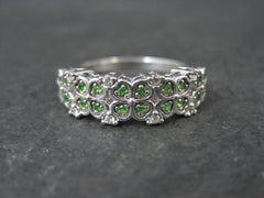 Estate Chrome Diopside Clover Ring Size 9 Sterling Silver