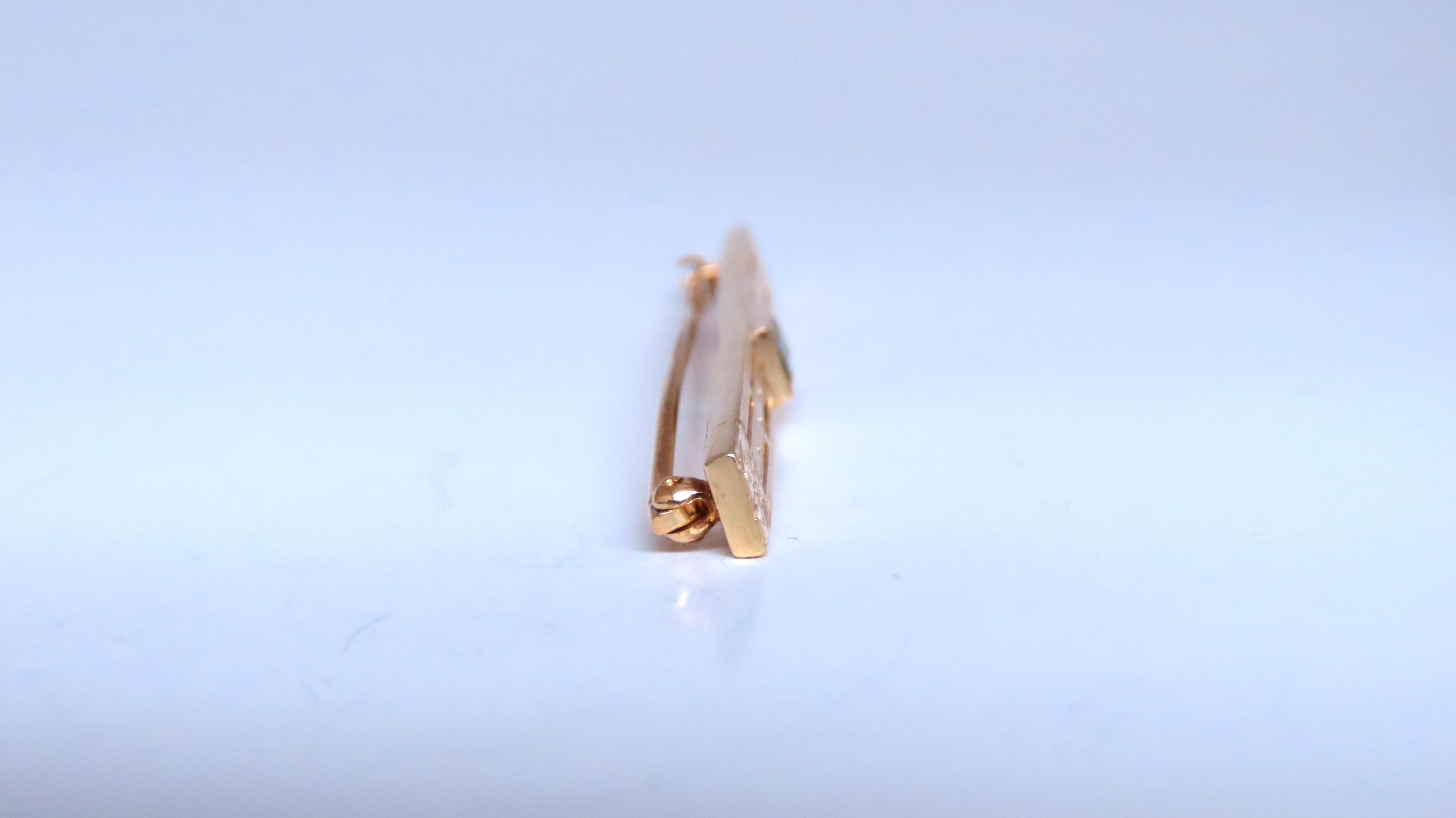 estate tie bar / hair clip / brooch pin 
7 x 3mm natural emerald cut tourmaline 
2.4 inches long and 0.20 inches wide
5.2 grams