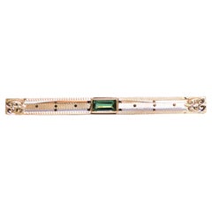 Estate Circa 1918 Tie Bar / hair pin 14kt Gold Bright Tourmaline