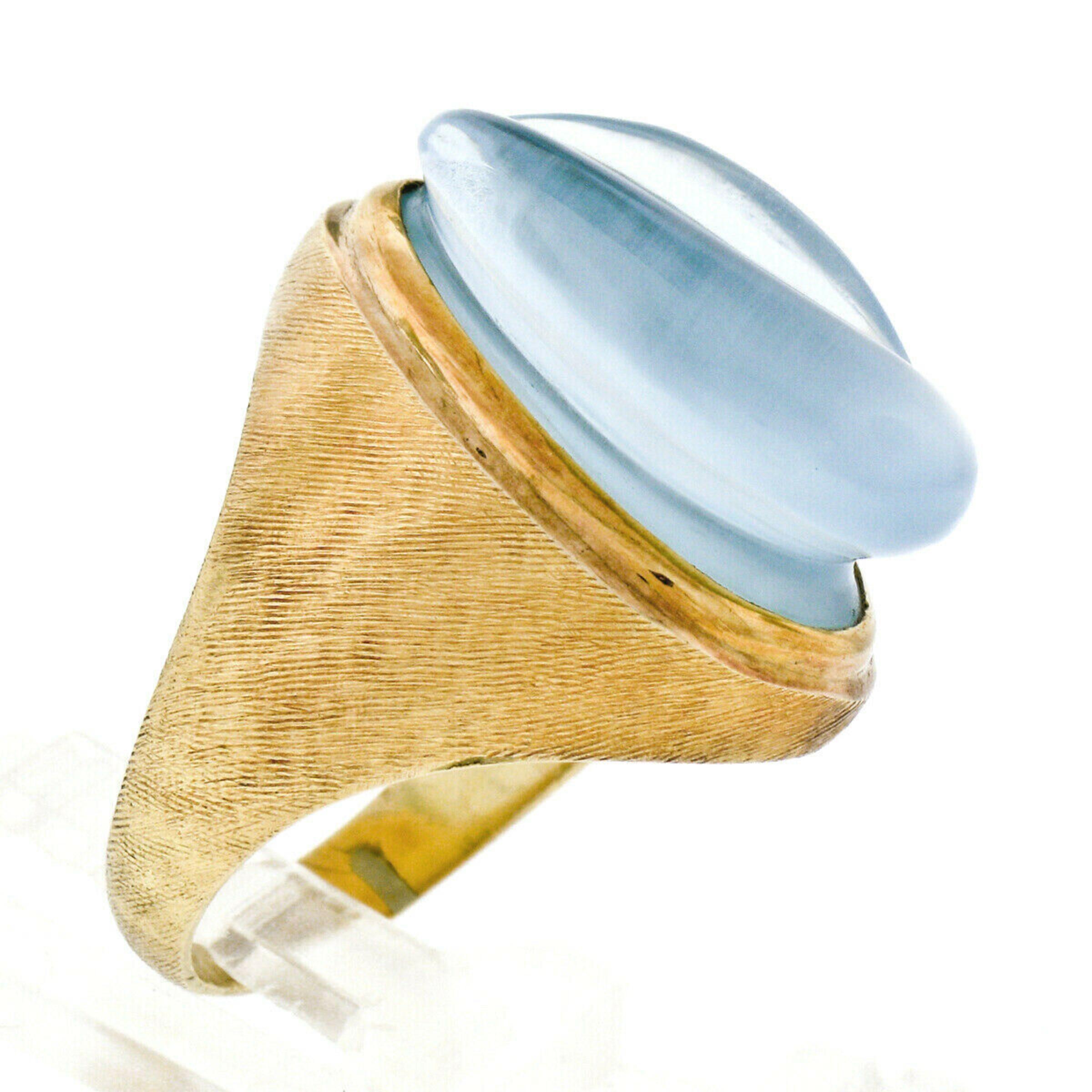Women's Estate Collectible Modernist Burle Marx 18k Gold Carved Aquamarine Unisex Ring