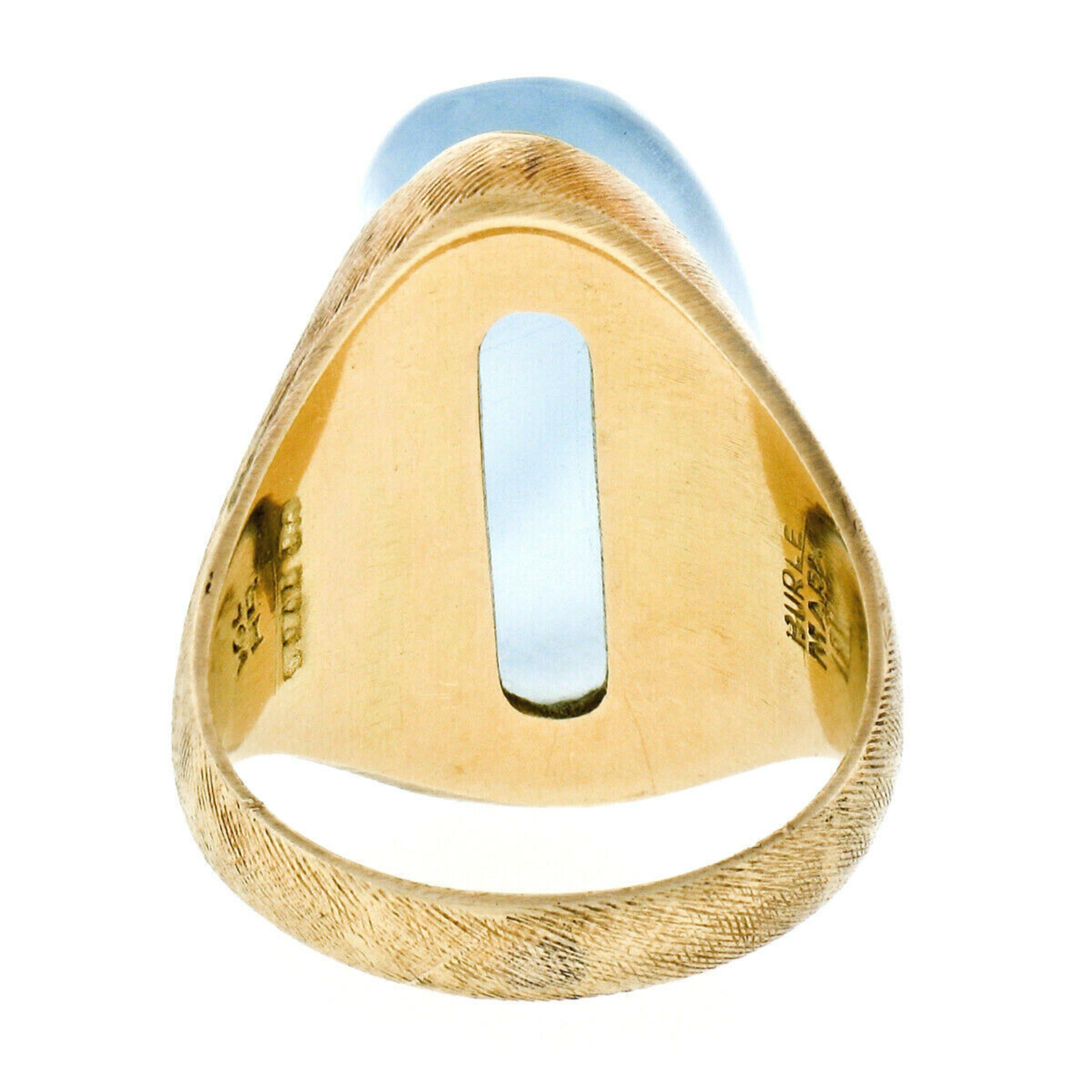 Estate Collectible Modernist Burle Marx 18k Gold Carved Aquamarine Unisex Ring 4
