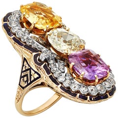Victorian Three-Stone Sapphire and Diamond Ring