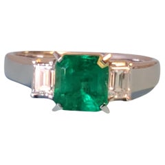 Nachlass kolumbianischer Smaragd 1,13 Karat Diamantring