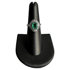 Estate Colombian Emerald and Diamond Platinum Ballerina Ring - GIA Certified