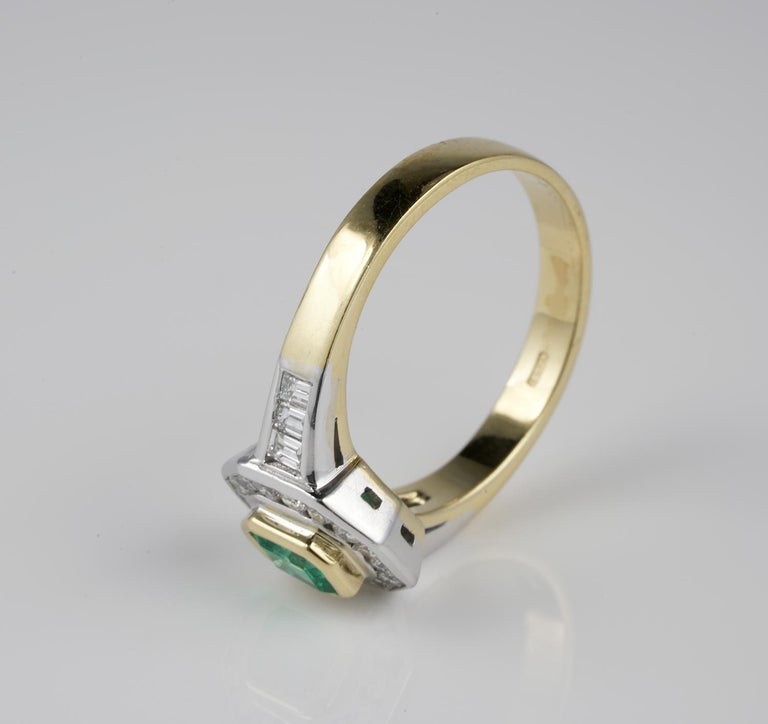 18 carats Or jaune - Bague - 1.30 ct Émeraude - Diamants