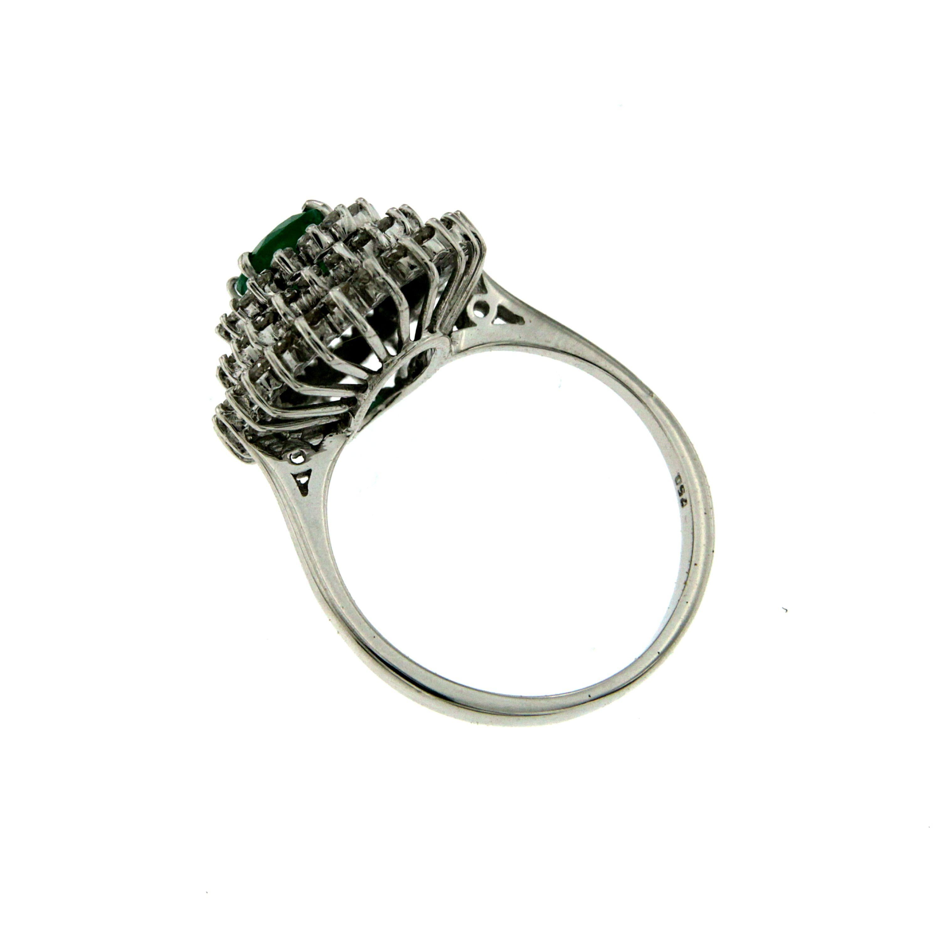 Estate Colombian Emerald Diamond Gold Cluster Ring 1