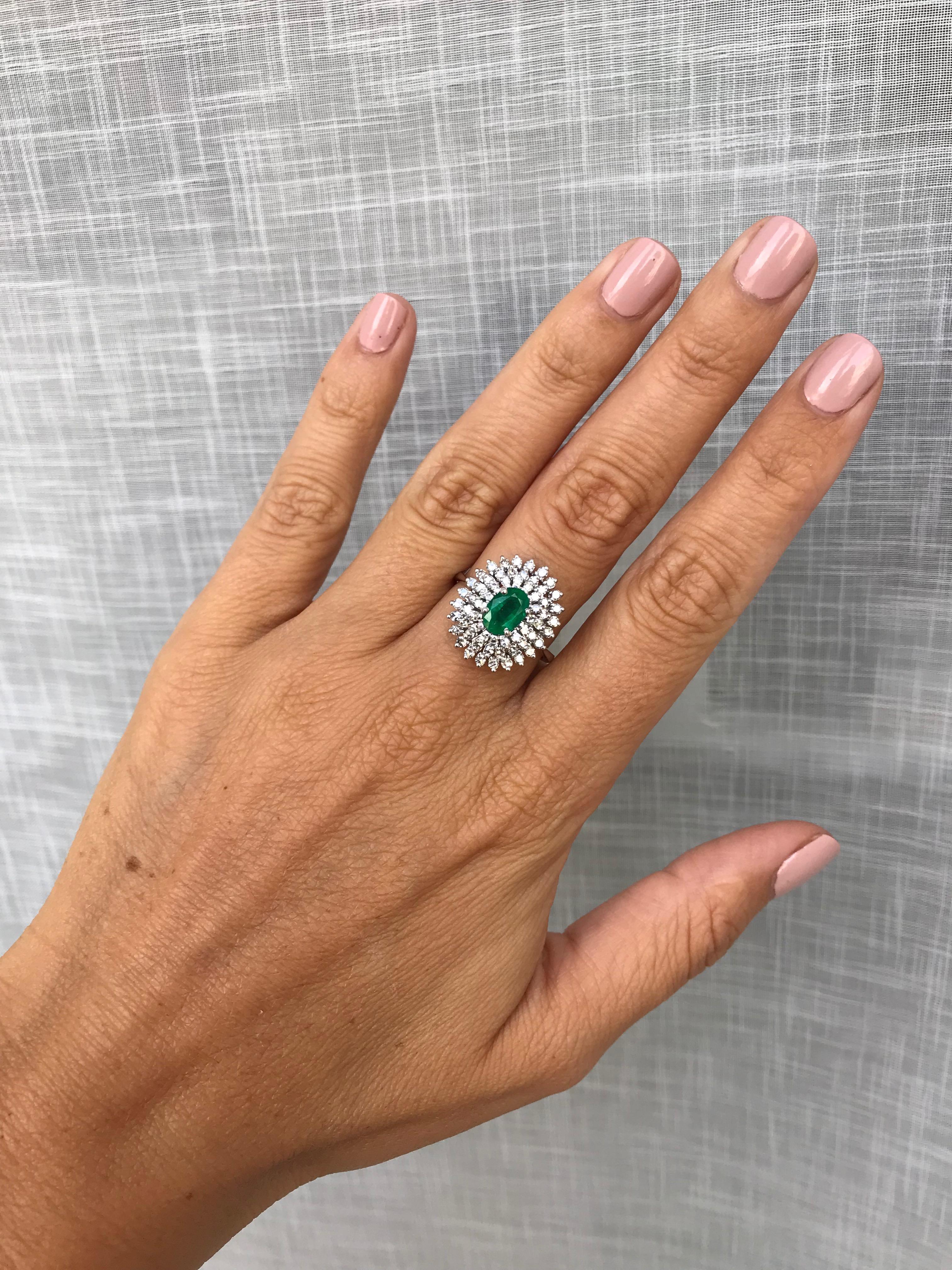 Estate Colombian Emerald Diamond Gold Cluster Ring 2
