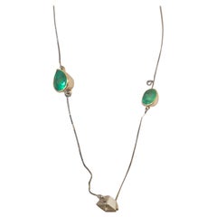 Estate Colombian Emerald Diamond Pendant Necklace 18 Karat and Platinum