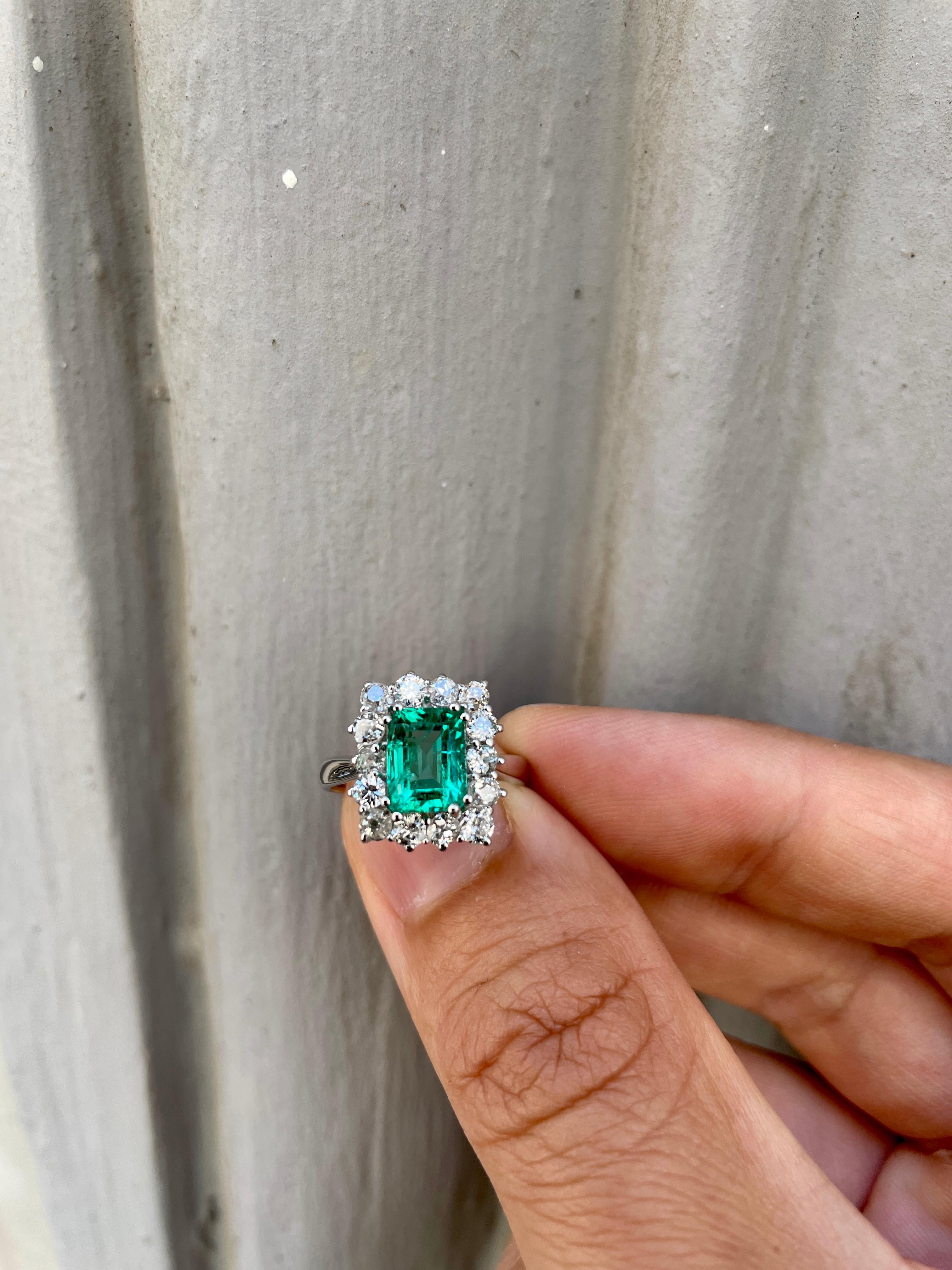 Estate Colombian Emerald Diamond Ring 7